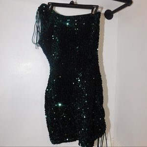 Lucy in the Sky Olivia One Shoulder Sequin Dress Green
